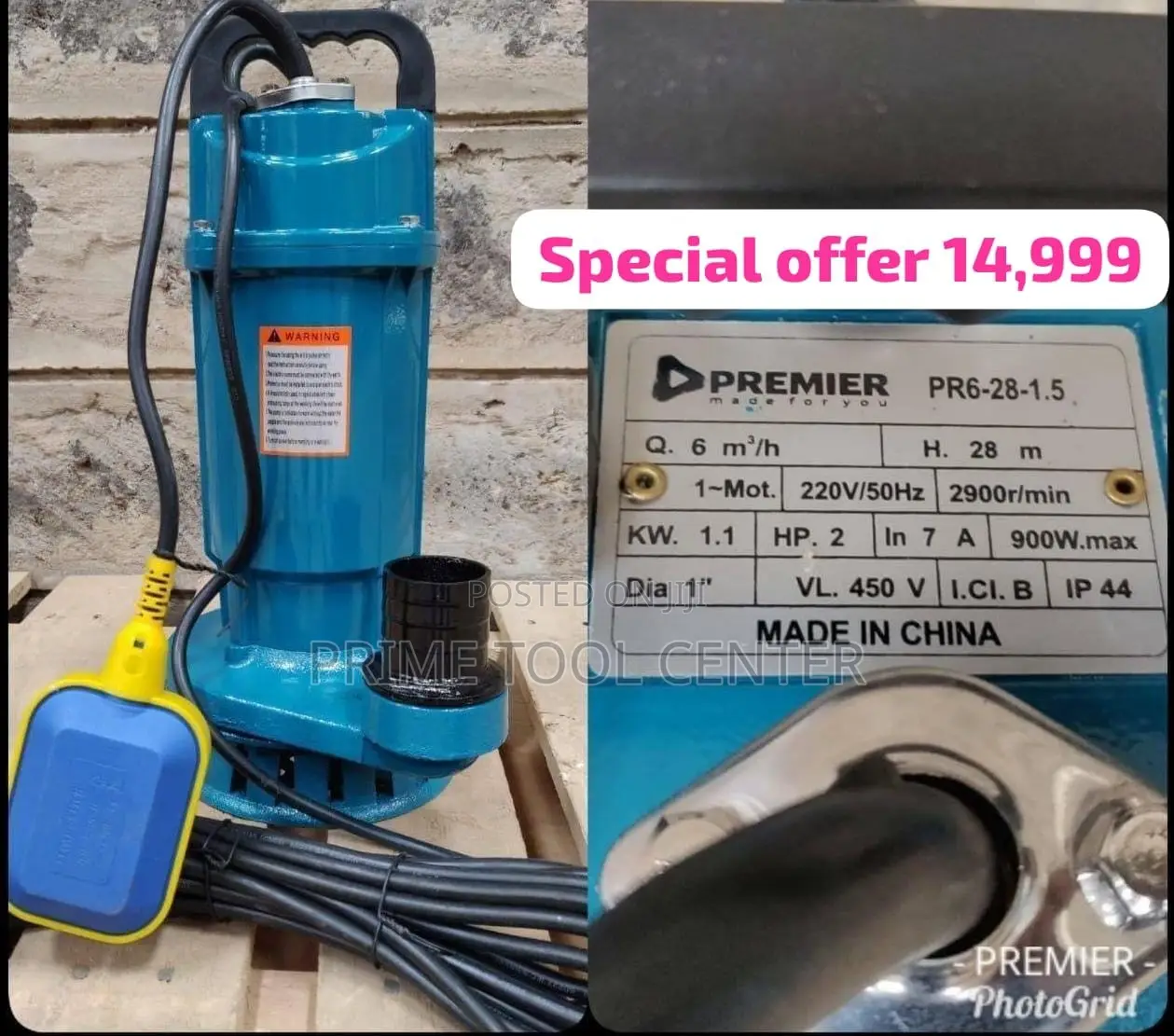 Premier Submersible pump 2hp,28m head