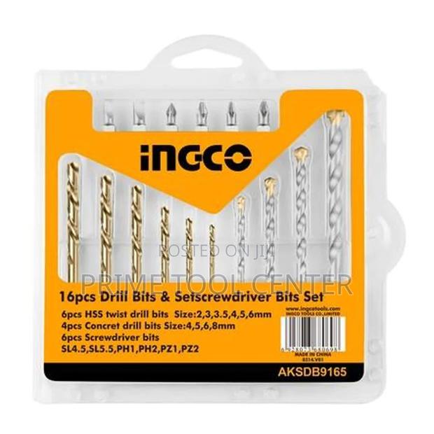 INGCO 16 Pcs drill bits & screwdriver bits set