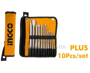 INGCO 10 Pcs hammer drill bits and chisels set