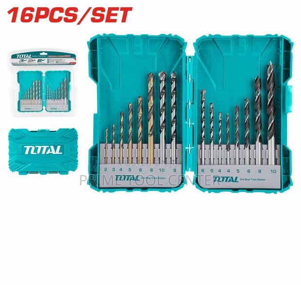 TOTAL 16PCS Metal, Concret and wood drill bits set - main view