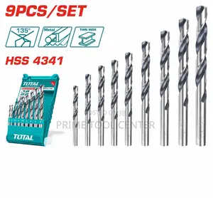 TOTAL 9PCS HSS twist drill bits set