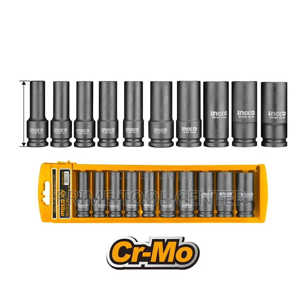 INGCO 10 Pcs 1/2″ deep impact socket set