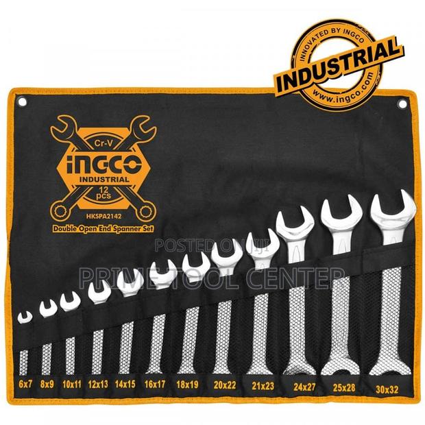 INGCO 12pcs double open end spanner set Size:6-32mm
