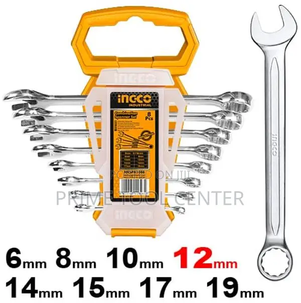 INGCO 8pcs combination spanner set Size:6-19