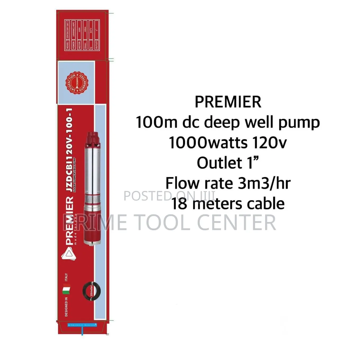 PREMIER 100M DC WELL PUMP 1000 WATTS