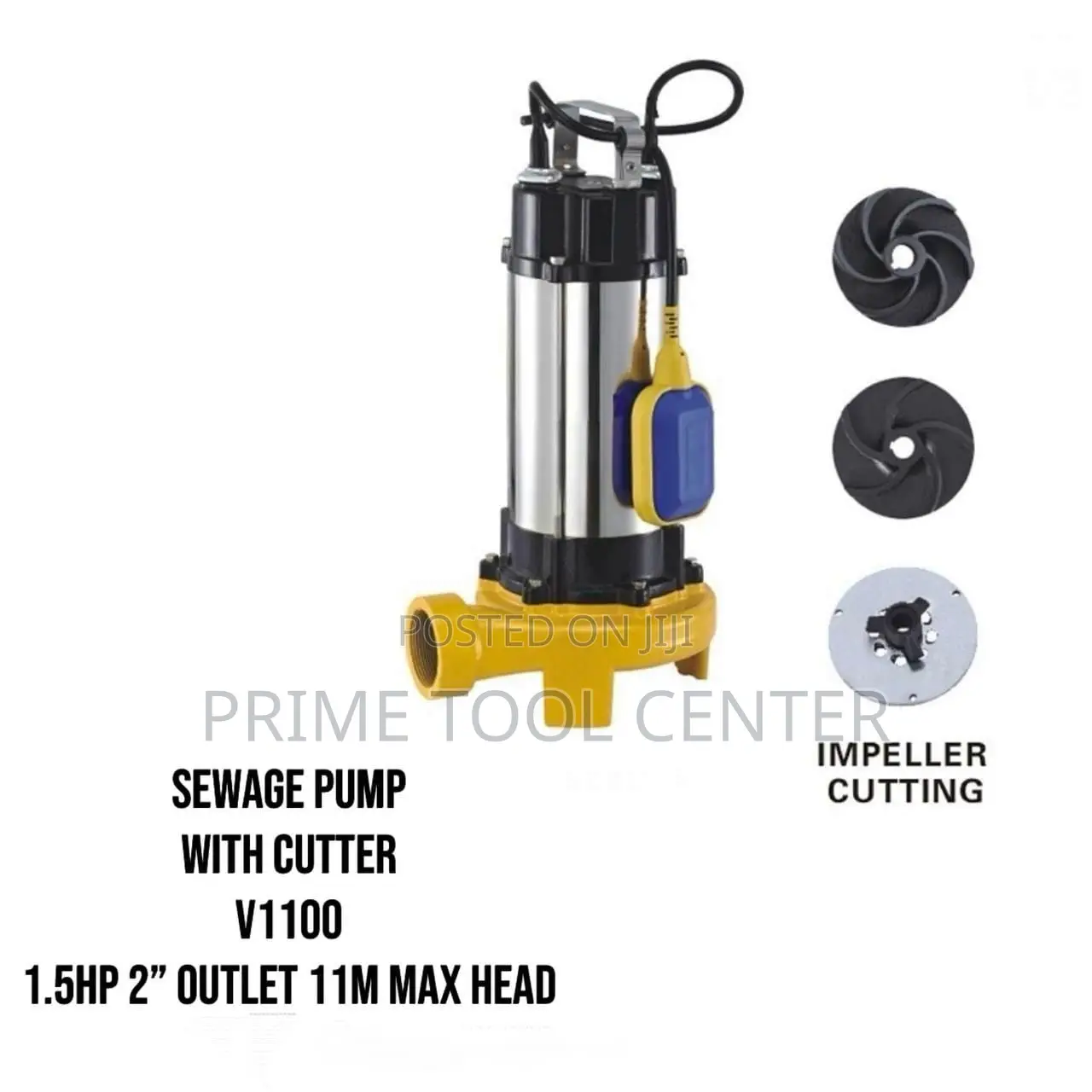 SEWAGE PUMP WITH CUTTER 1.5HP 2″OUTLET