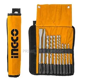 INGCO 10 Pcs hammer drill bits and chisels set