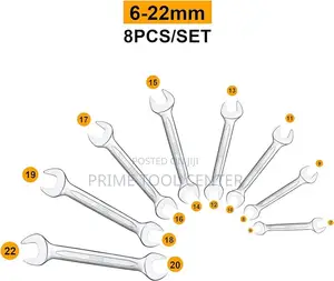 INGCO 8pcs double open end spanner set :6-22