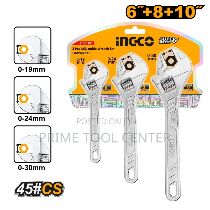 INGCO 3 Pcs Adjustable wrench set