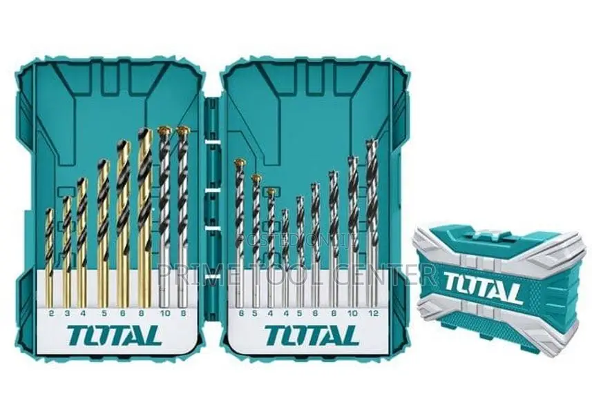 TOTAL 16PCS Metal, Concret and wood drill bits set