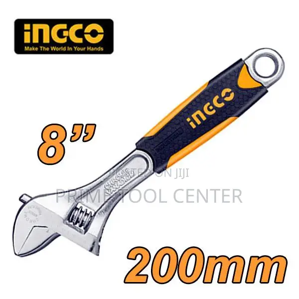 INGCO Adjustable wrench Length:200mm(8″),CrV