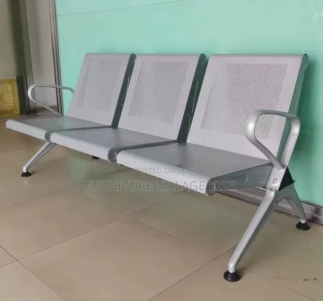 Office Bench; 3-Link Non Padded Steel Waiting Bench