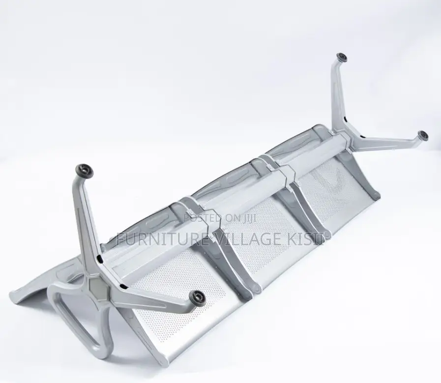Office Bench; 3-Link Non Padded Steel Waiting Bench