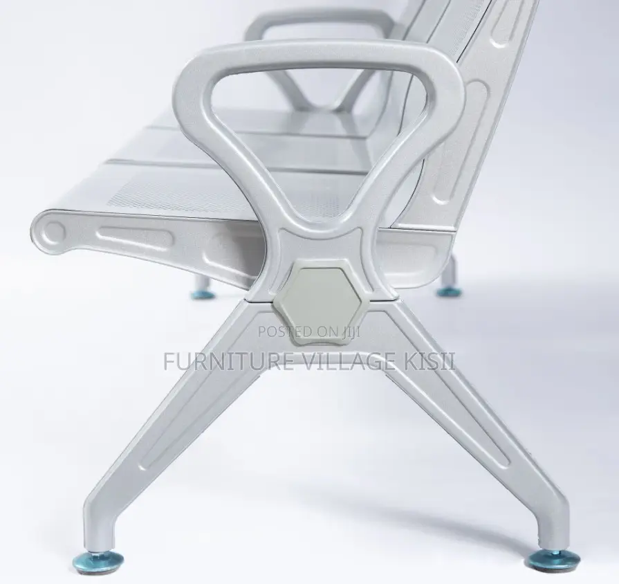 Office Bench; 3-Link Non Padded Steel Waiting Bench