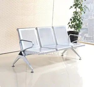 Office Bench; 3-Link Non Padded Steel Waiting Bench