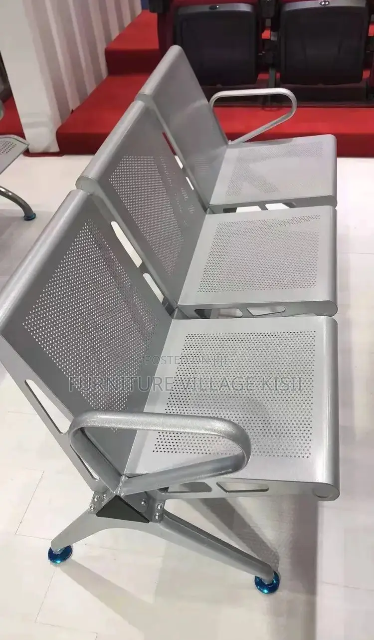 Office Bench; 3-Link Non Padded Steel Waiting Bench