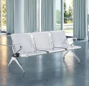 Office Bench; 3-Link Non Padded Steel Waiting Bench