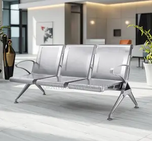 Office Bench; 3-Link Non Padded Steel Waiting Bench