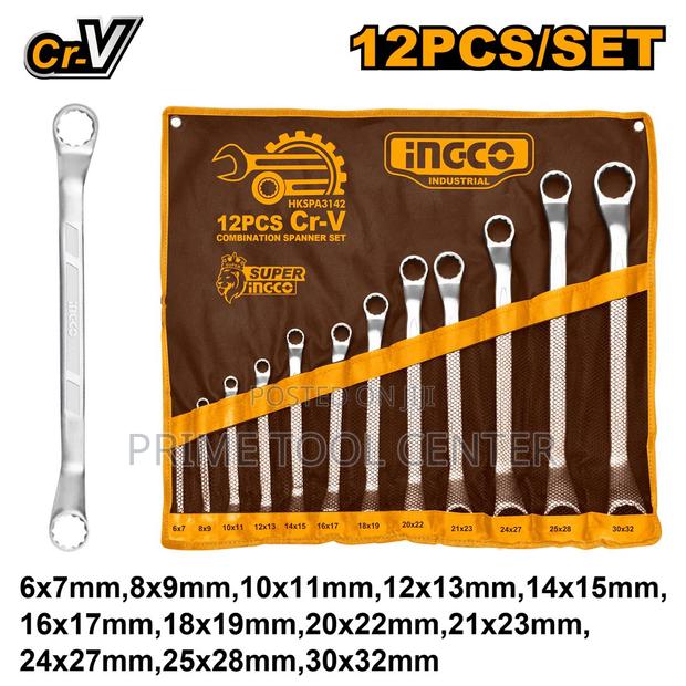 INGCO 12pcs offset ring spanner set Size:6-32mm - thumbnail 2