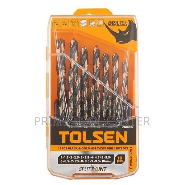 19pcs black & gold hss twist drill bits set