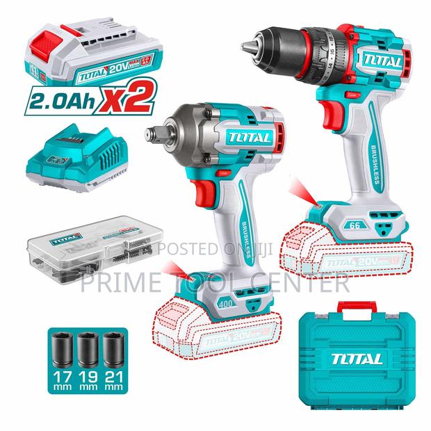 Total Cordless 2 pcs combo kit 66Nm 20V
