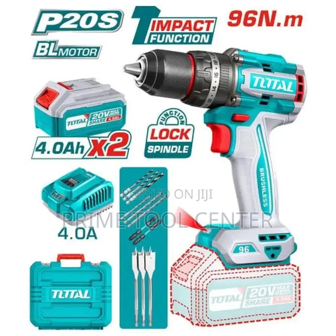 Total Brushless cordless impact drill 96Nm 20v