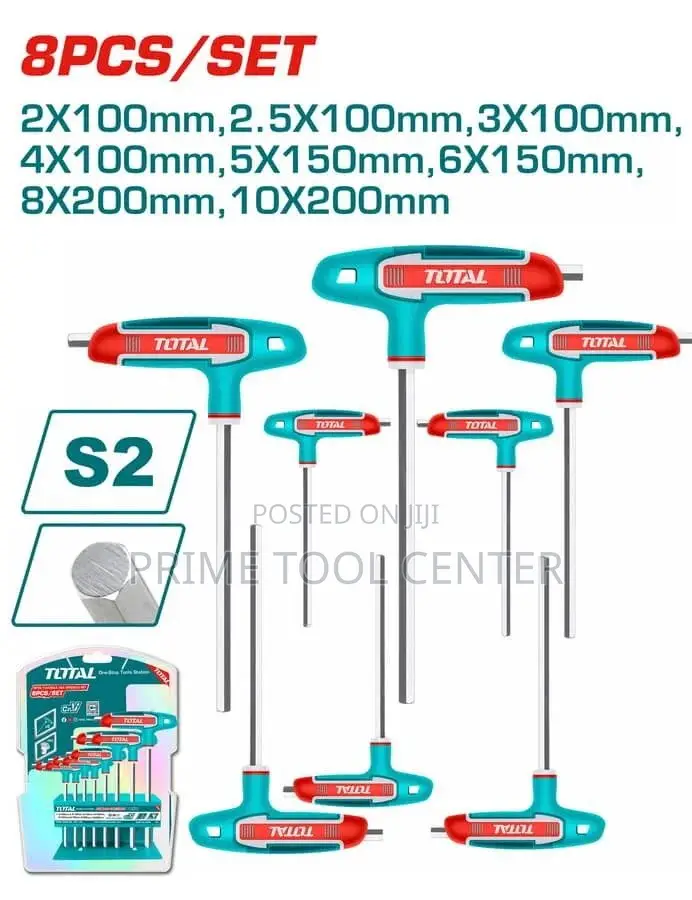 Total 8 Pcs T-handle hex wrench set
