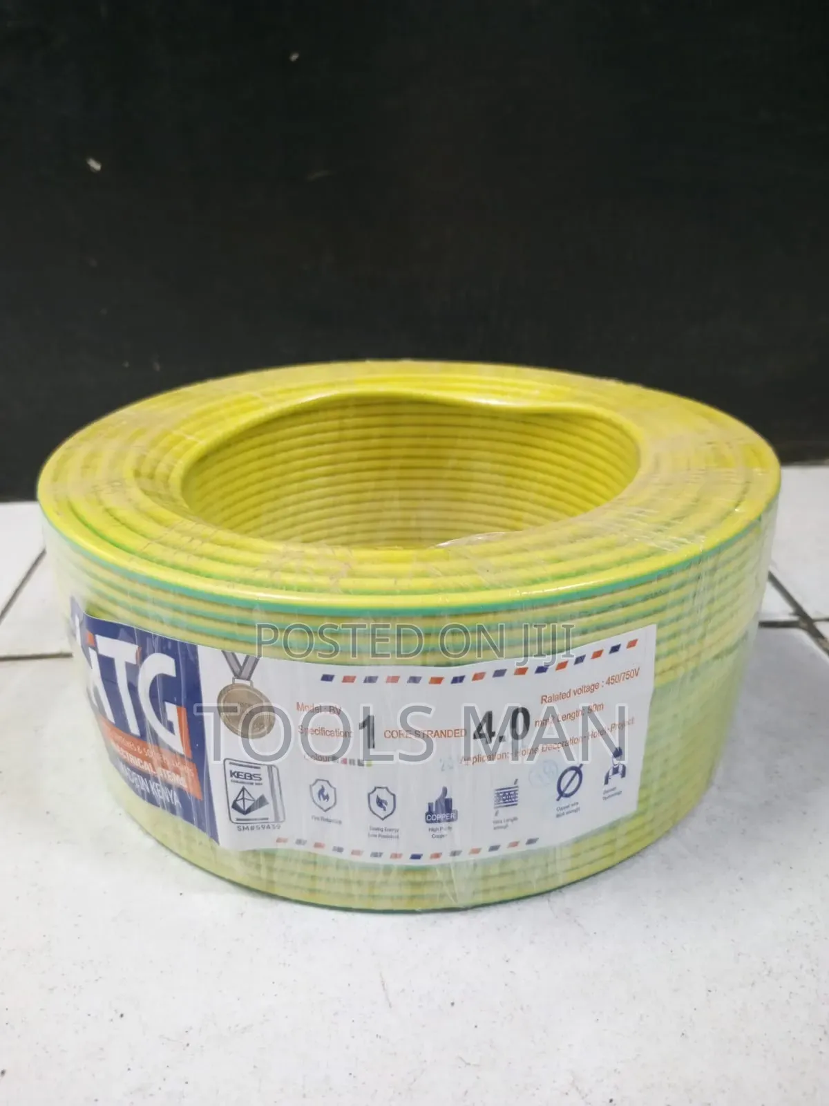 HTG Yellow Green Earth Wire 4.0mm 90m Electrical Cable.