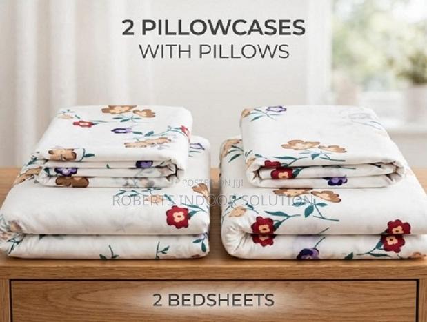 Soft 5x6 Cotton Floral Bedsheets With 2 Pillowcases