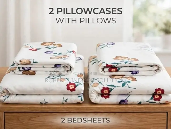 Soft 5x6 Cotton Floral Bedsheets With 2 Pillowcases
