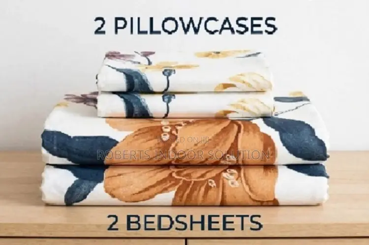 Soft 5x6 Cotton Floral Bedsheets With 2 Pillowcases