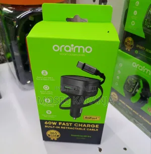 Oraimo 60W Fast Car Charger With Retractable Type-C Cable