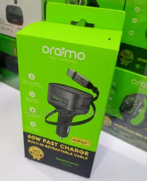 Oraimo 60W Car Fast Charger With Built-in Retractable Cable