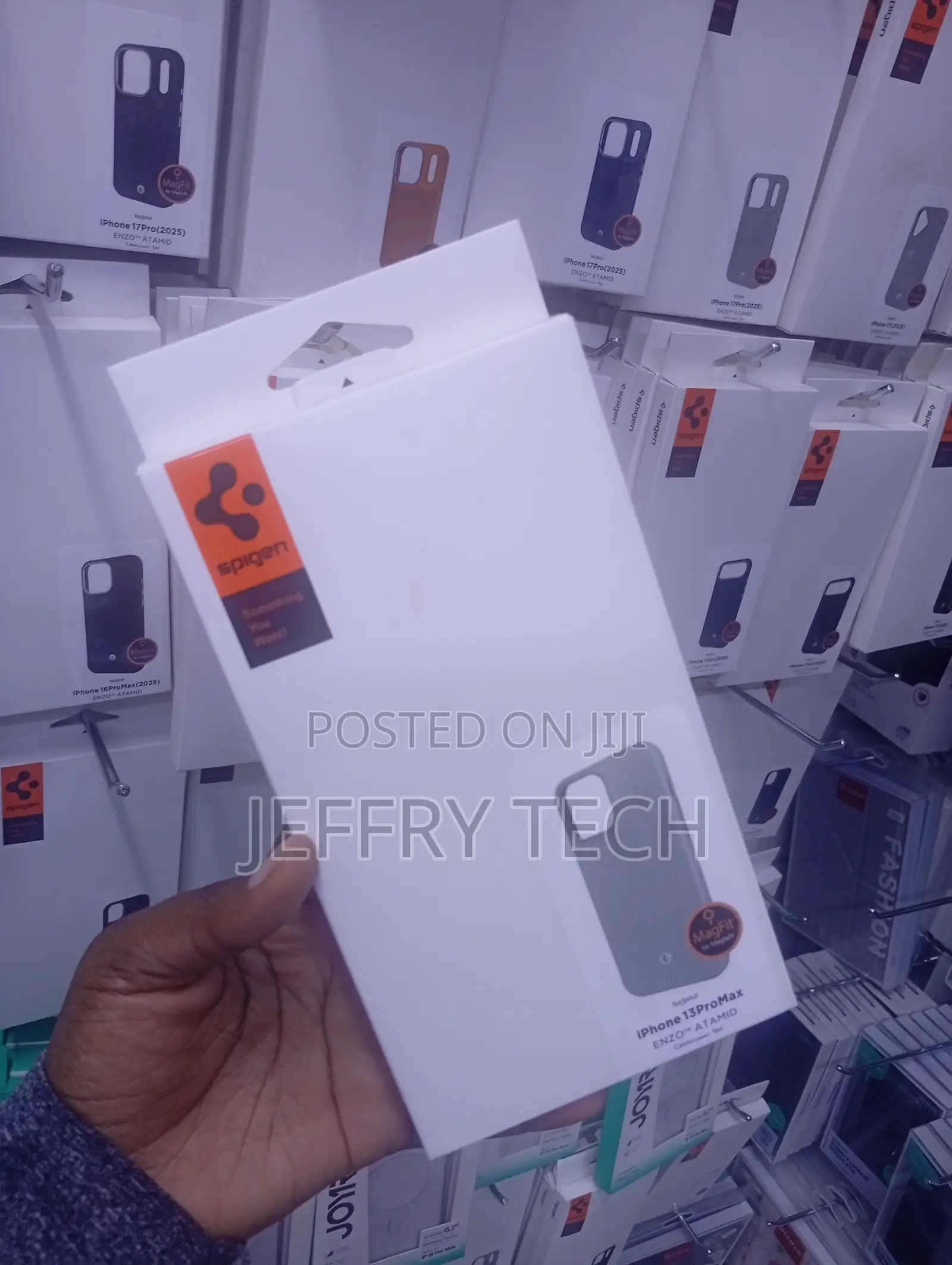 White Spigen Enzo Aramid MagFit Casedesigned for the iPhone 13 Pro Max