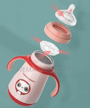Anti-Colic Stainless Steel Baby Feeding Bottle With Training Handles.