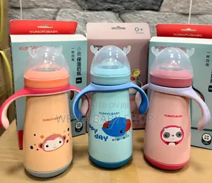 Anti-Colic Stainless Steel Baby Feeding Bottle With Training Handles.