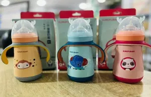Anti-Colic Stainless Steel Baby Feeding Bottle With Training Handles.