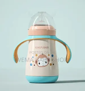 Anti-Colic Stainless Steel Baby Feeding Bottle With Training Handles.