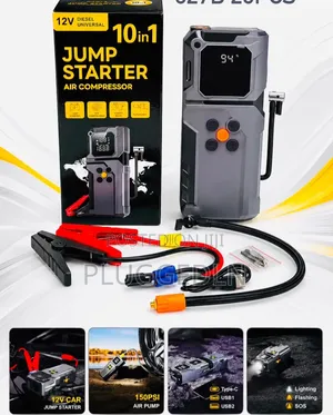 10-in-1 12V Portable Jump Starter and Air Compressor