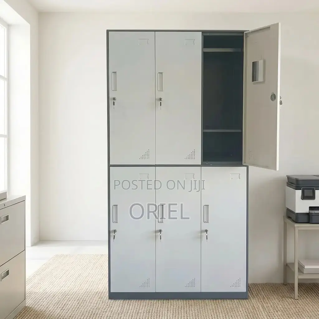 Office Cabinet : 6-Locker Compartment Office Lockable Storage Cabinet