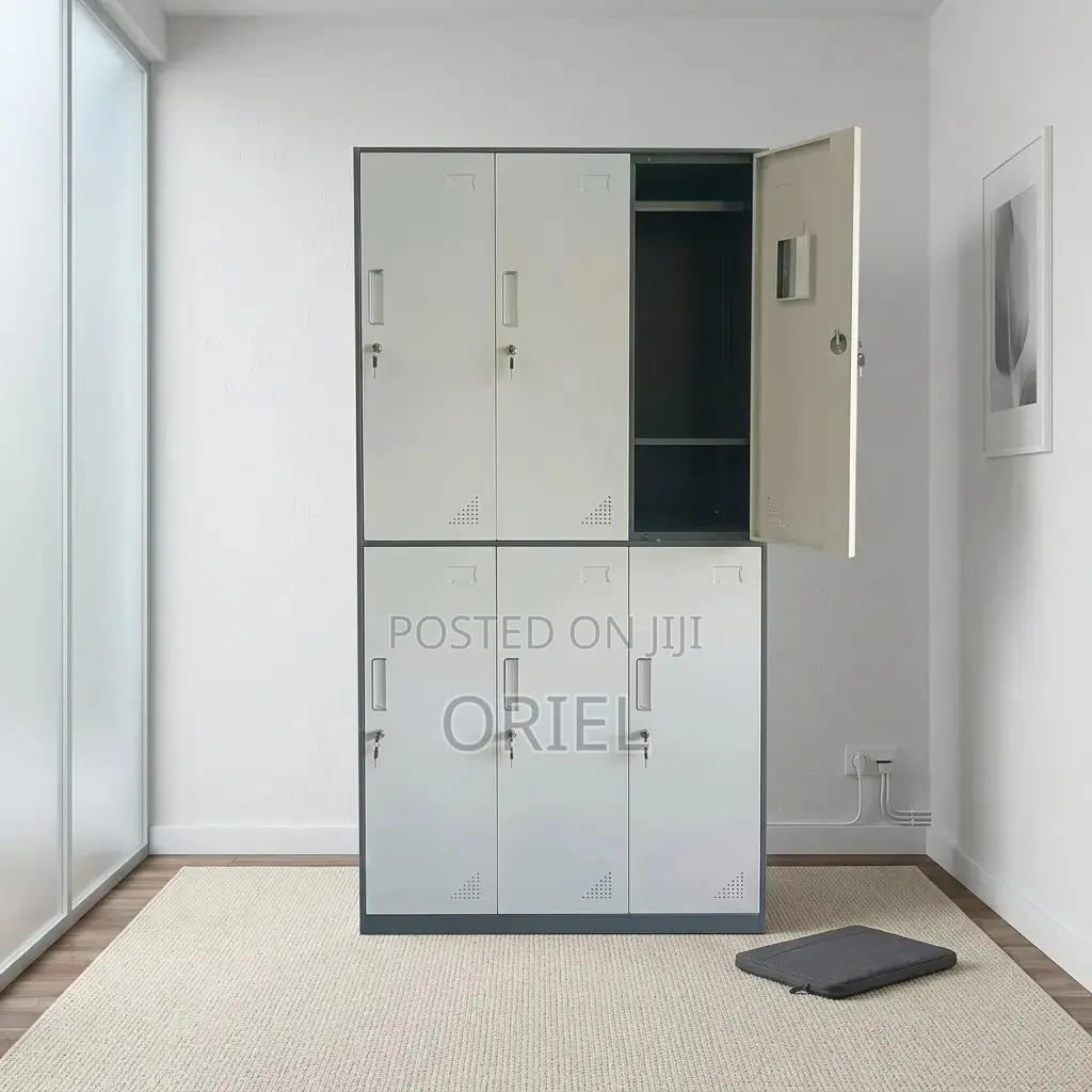 Office Cabinet : 6-Locker Compartment Office Lockable Storage Cabinet