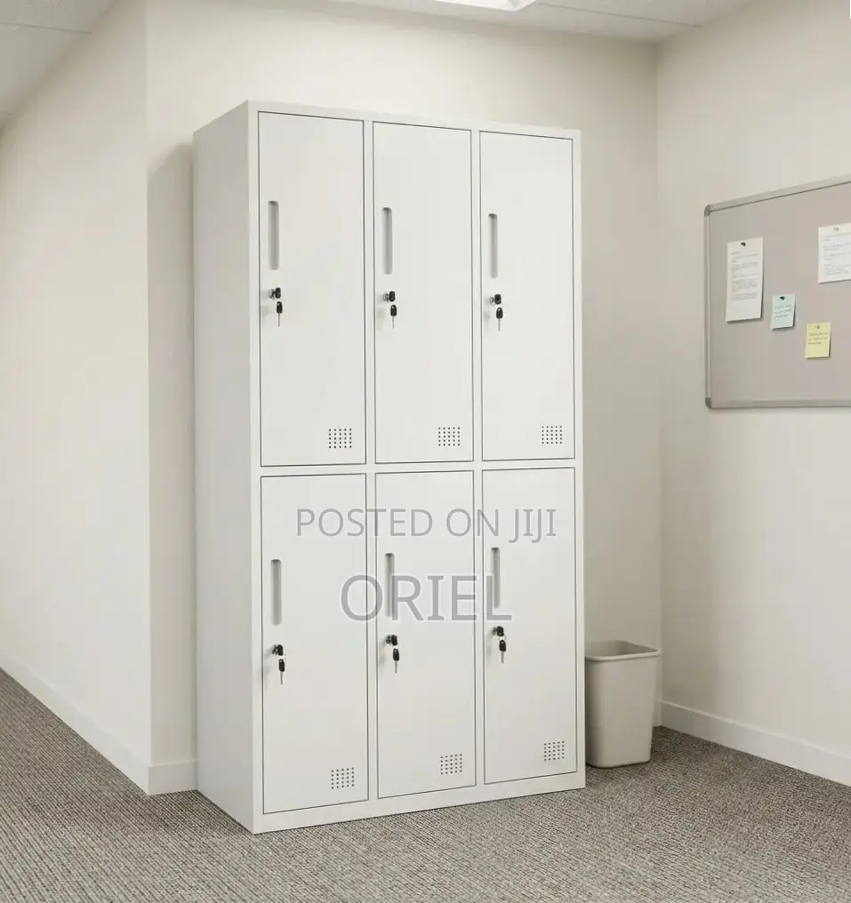 Office Cabinet : 6-Locker Compartment Office Lockable Storage Cabinet