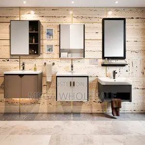 Moisture Resistant Wall Mounted Bathroom Vanity Cabinet With Mirror