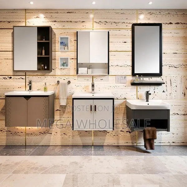 Moisture Resistant Wall Mounted Bathroom Vanity Cabinet With Mirror