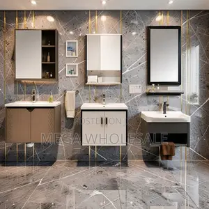 Moisture Resistant Wall Mounted Bathroom Vanity Cabinet With Mirror