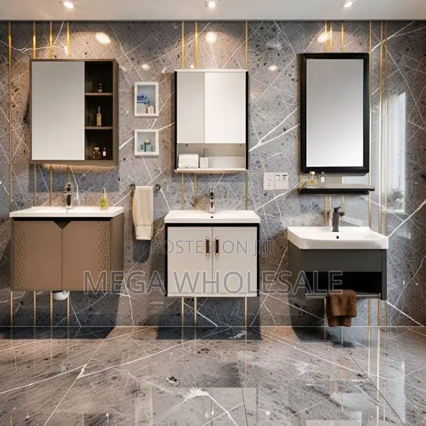Moisture Resistant Wall Mounted Bathroom Vanity Cabinet With Mirror