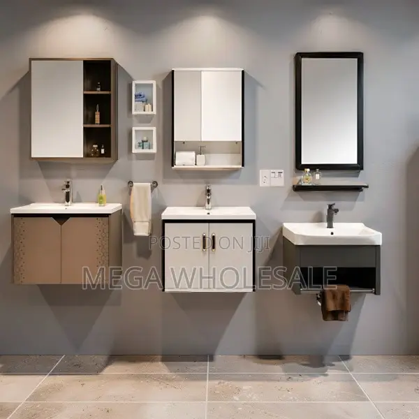 Scratch Resistant Wall Mounted Bathroom Vanity Cabinet With Mirror