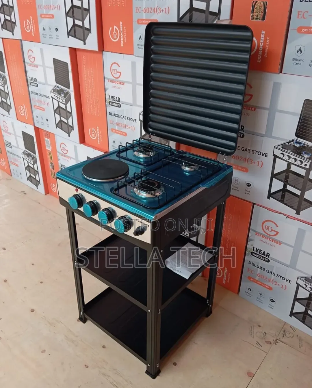 Eurochef 3 Gas +1 Electric Standing Cooker With Shelves