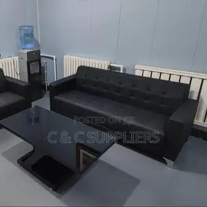 5-Seater Black Waiting Sofa