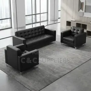 5-Seater Black Waiting Sofa